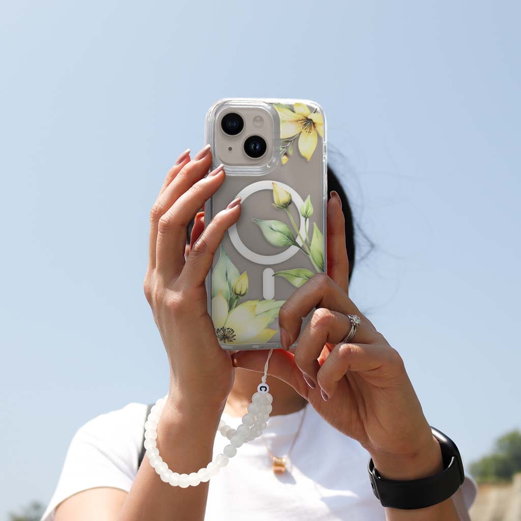 MagSafe iPhone 13 Yellow Wildflower Clear Case