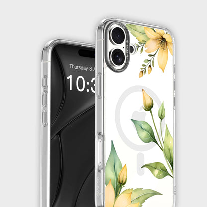 MagSafe iPhone 16 Yellow Wildflower Clear Case