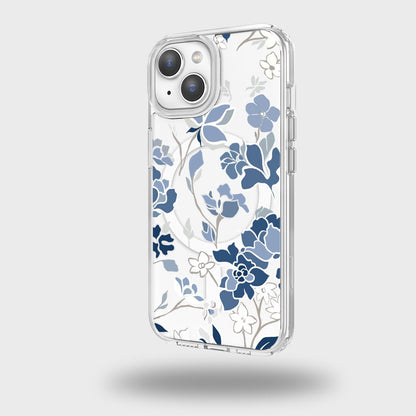 iPhone 16e Blue Pattern Clear Case With MagSafe