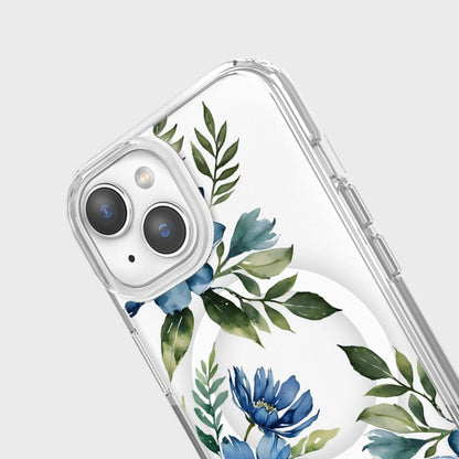 iPhone 16e Blue Pattern Clear Case With MagSafe
