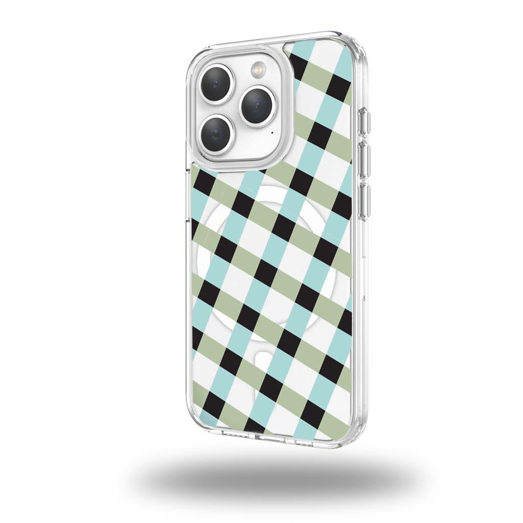 iPhone 15 Pro Max Clear Case - Dark Lattice Design