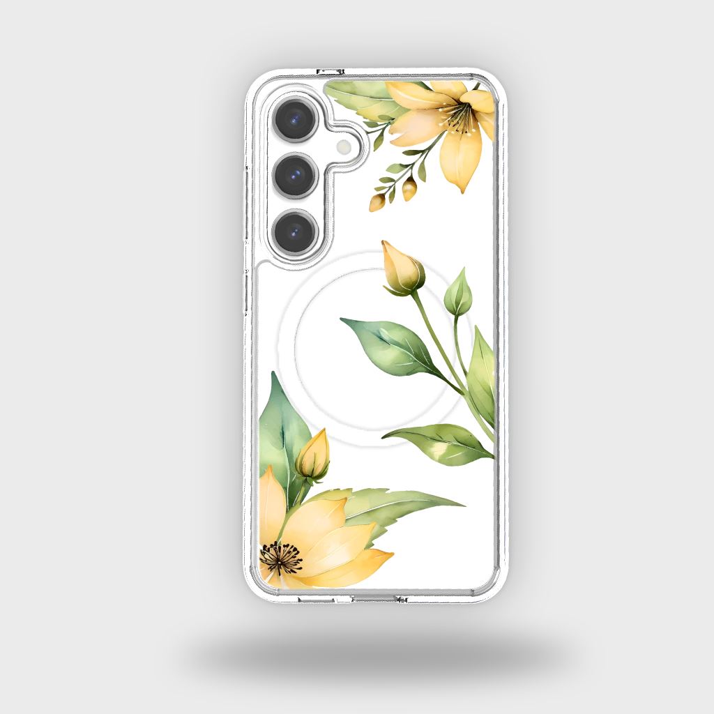 Samsung Galaxy S24 Yellow Wildflower Clear Case