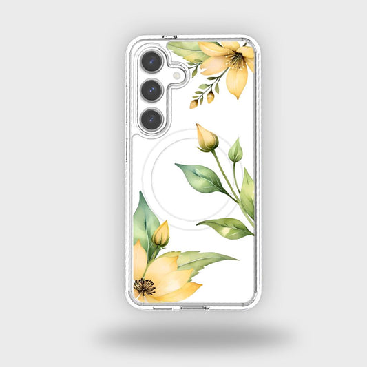 Samsung Galaxy S24 Yellow Wildflower Clear Case