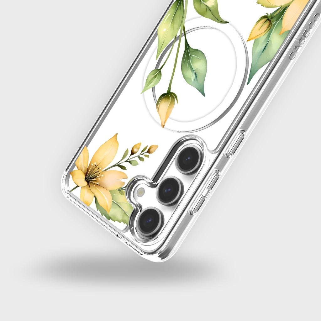 Samsung Galaxy S25 Yellow Wildflower Clear Case