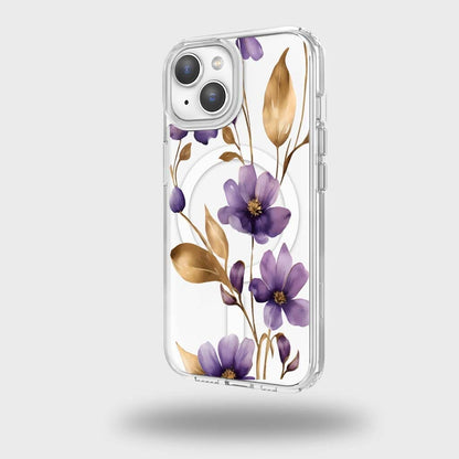 iPhone 16e Purple Wildflower Clear Case With MagSafe