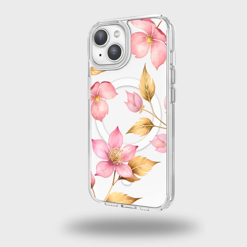 MagSafe iPhone 14 Pink Wildflower Clear Case