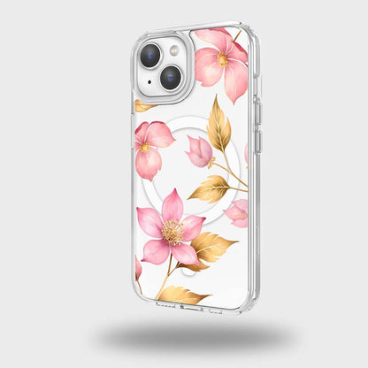 MagSafe iPhone 14 Pink Wildflower Clear Case