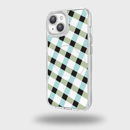 iPhone 15 Clear Case - Dark Lattice Design