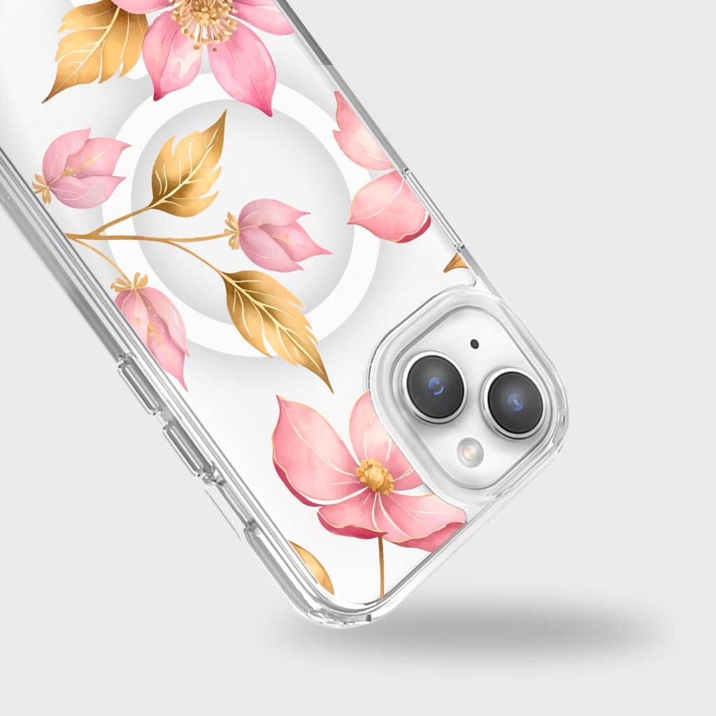 MagSafe iPhone 13 Pink Wildflower Clear Case