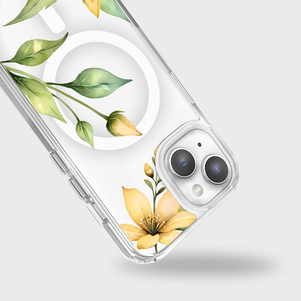 iPhone 16e Yellow Wildflower Clear Case With MagSafe