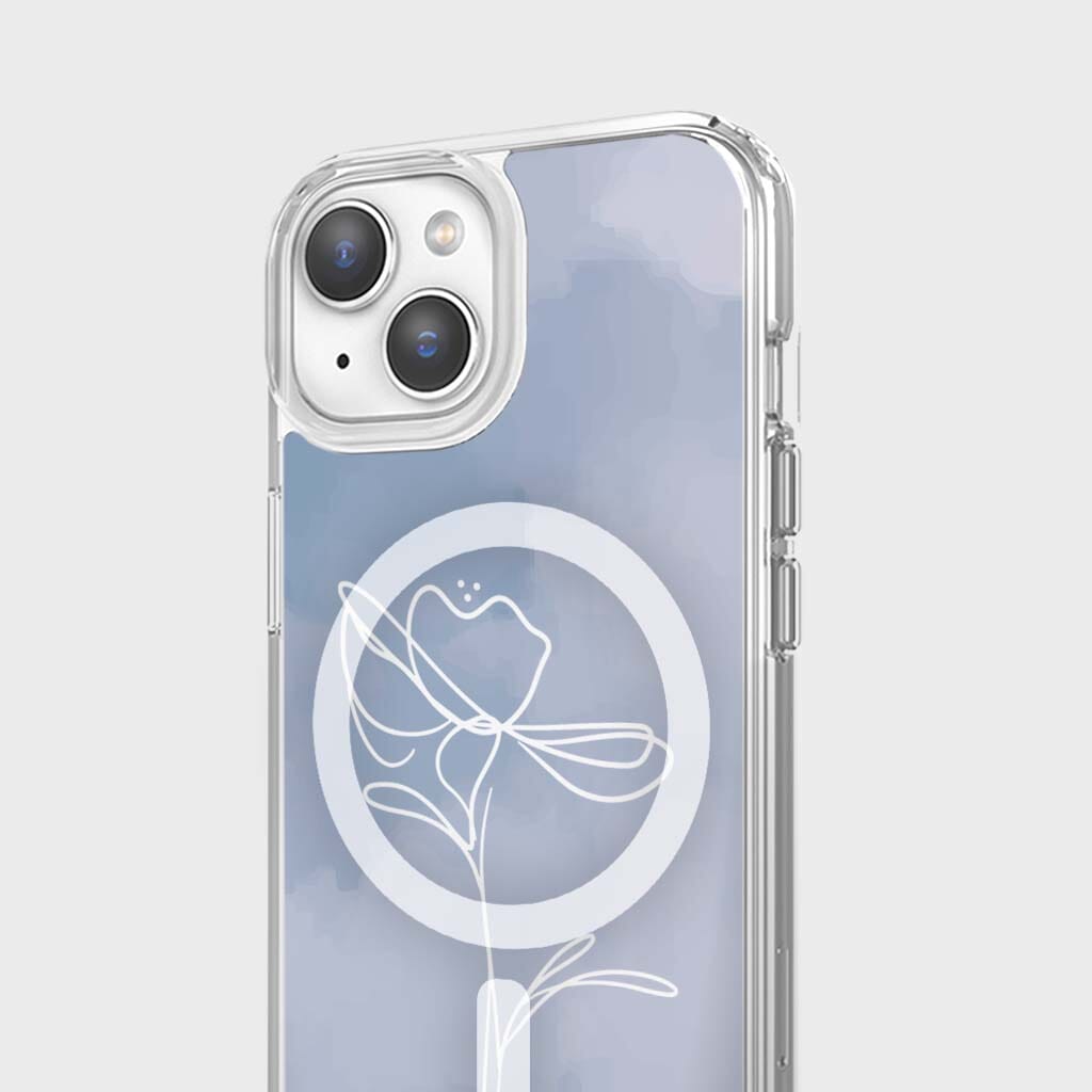 iPhone 15 Case With MagSafe - Blue Flower