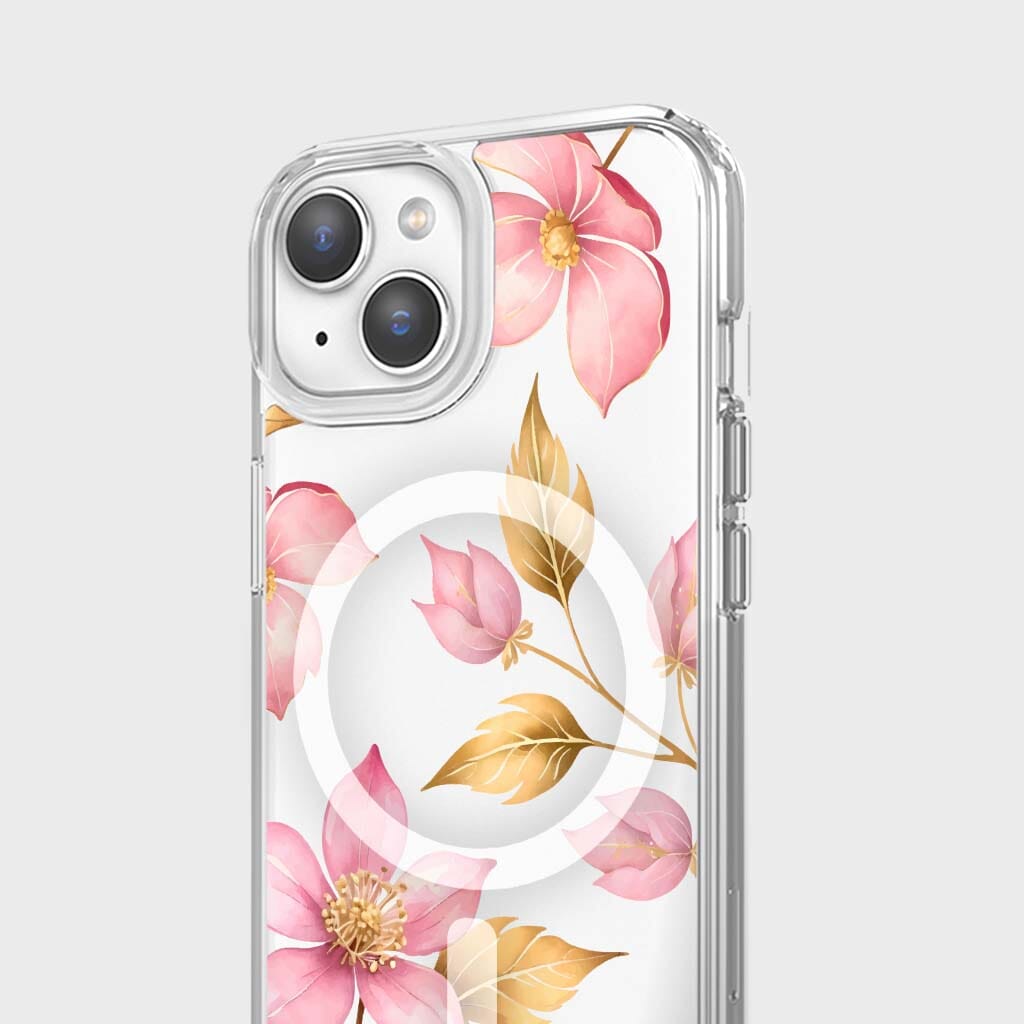 MagSafe iPhone 13 Pink Wildflower Clear Case