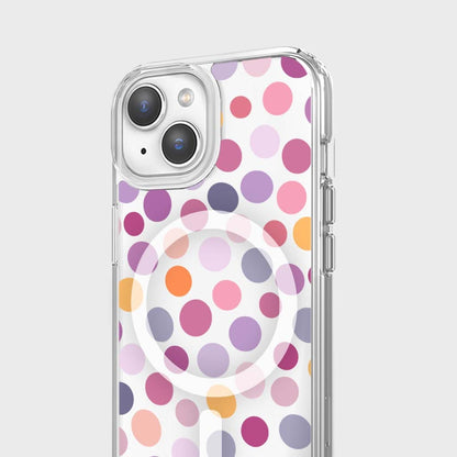 MagSafe iPhone 16e Purple Polka Dots Clear Case