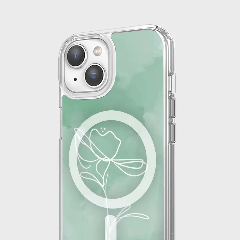 iPhone 15 Case With MagSafe - Green Flower