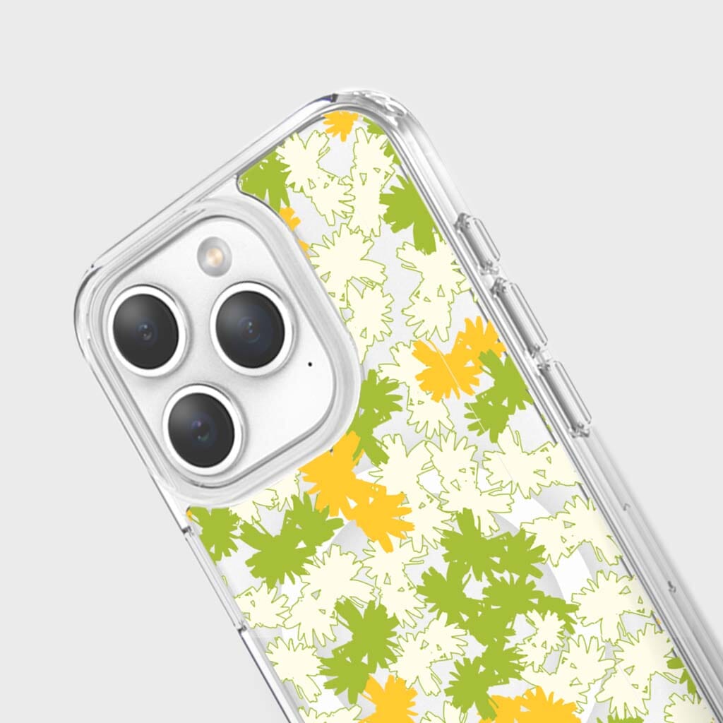 iPhone 15 Pro Clear Case - Yellow Dandelion Design