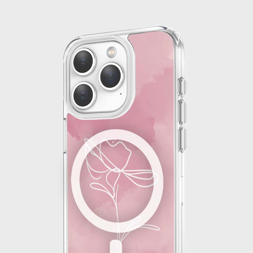 iPhone 15 Pro Max Case With MagSafe - Pink Flower