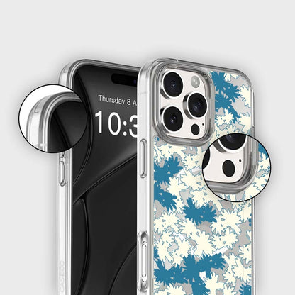 iPhone 16 Pro Max Clear Case - Blue Dandelion Design