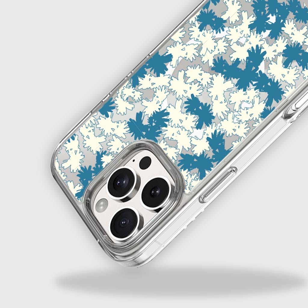 iPhone 16 Pro Max Clear Case - Blue Dandelion Design