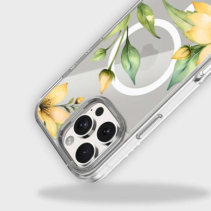 MagSafe iPhone 16 Pro Yellow Wildflower Clear Case