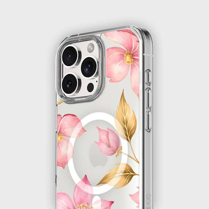 MagSafe iPhone 16 Pro Max Pink Wildflower Clear Case