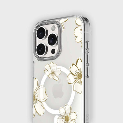 MagSafe iPhone 16 Pro Gold Pattern Clear Case