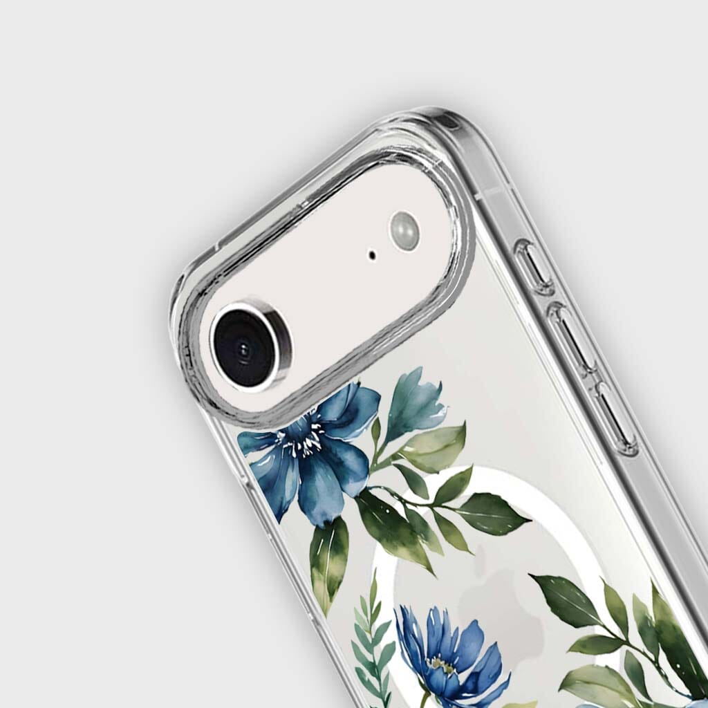 MagSafe iPhone 17 Air Blue Floral Clear Case