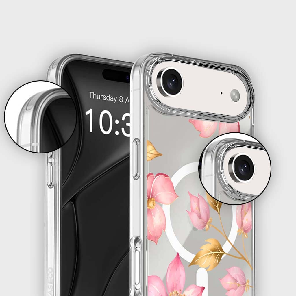 MagSafe iPhone 17 Air Pink Wildflower Clear Case