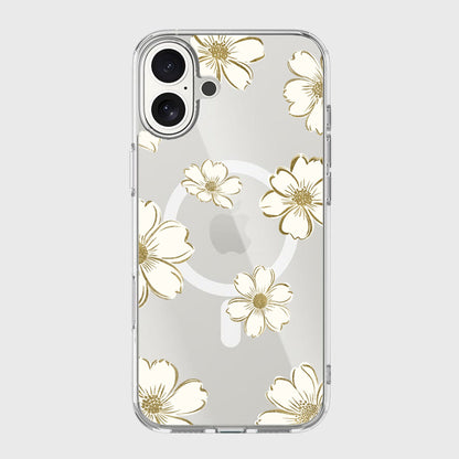 MagSafe iPhone 17 Gold Flower Clear Case