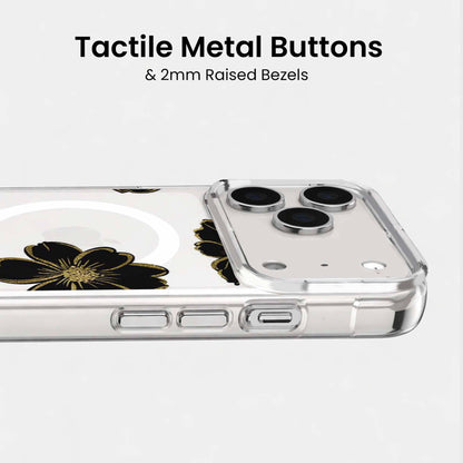 iPhone 18 Pro Max Black Floral Clear Case with MagSafe