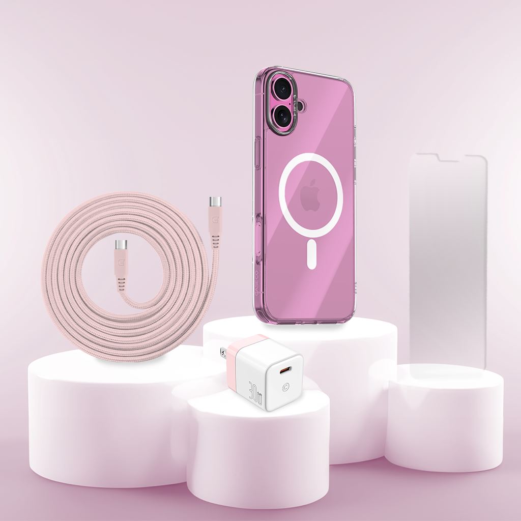 iPhone 16 Plus Case, Charger & Screen Protector Holiday Gift Box - Pink