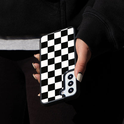 Black Checkerboard Print Samsung S22 Case