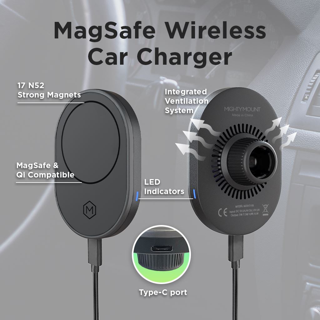 MagSafe Wireless Car Charger Suction Cup Mount (Version 2.0)