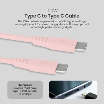 GaN 30W Wall Charger with 100W Type C to Type C Cable - Pastel Pink