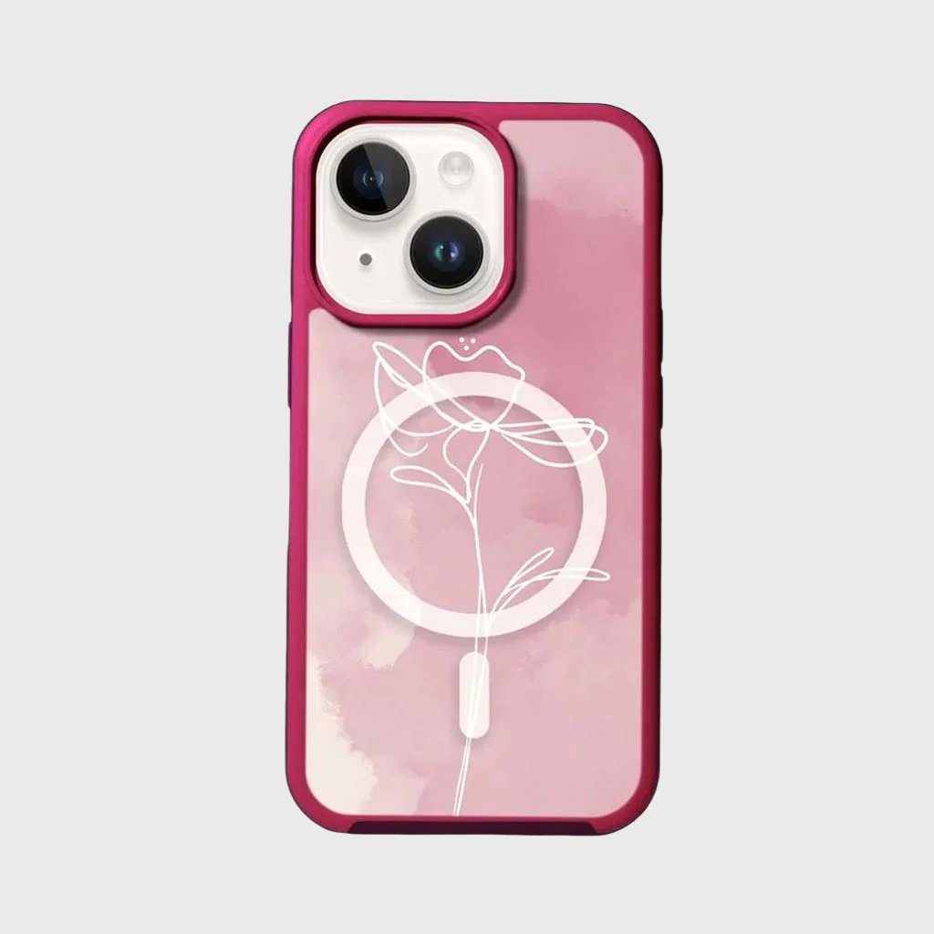 MagSafe iPhone 14 Pink Flower Case