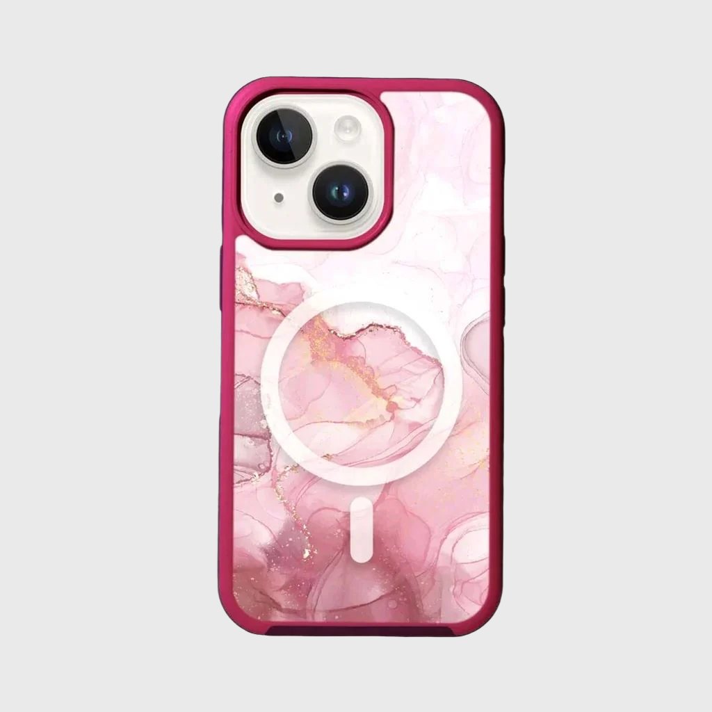 MagSafe iPhone 14 Pink Marble Case