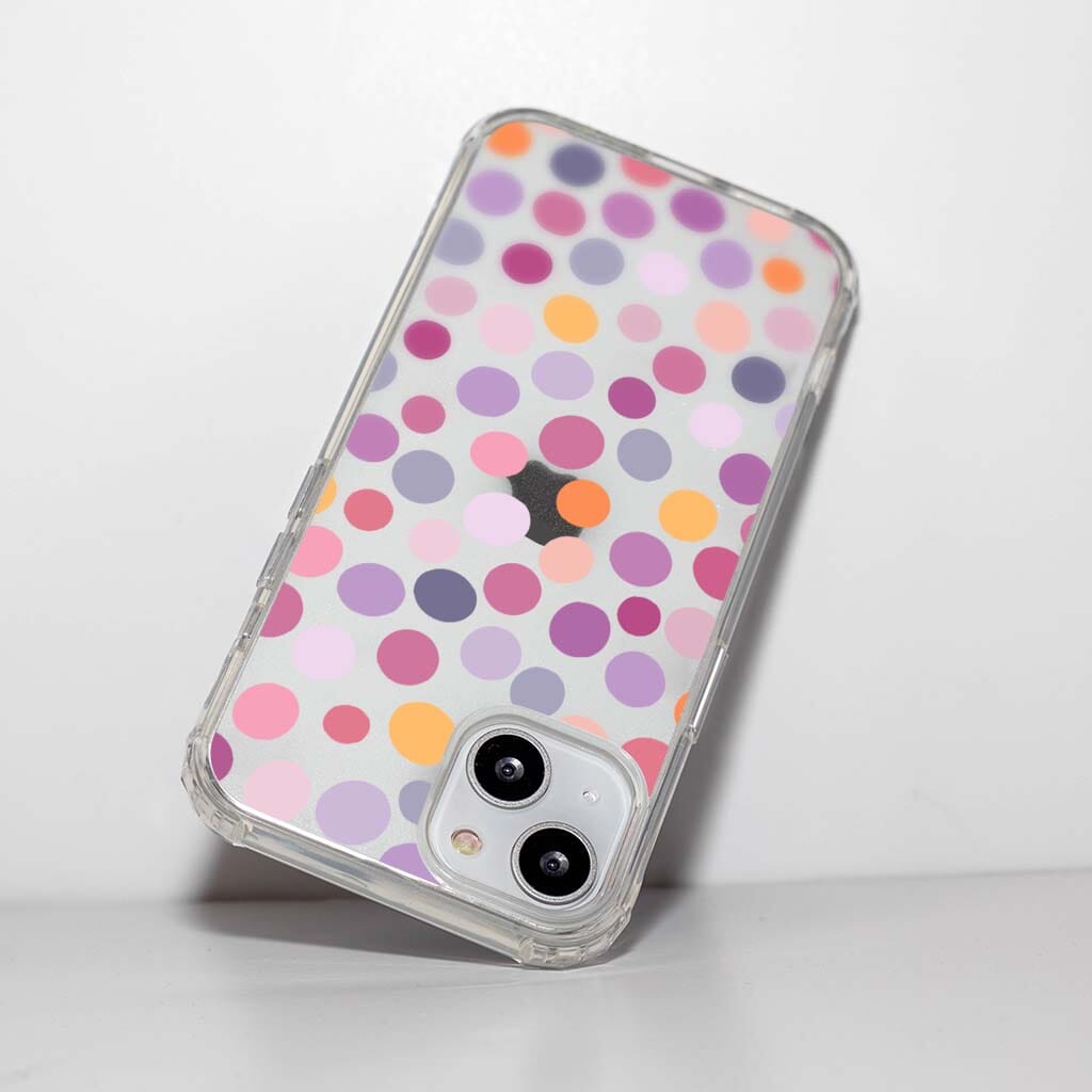 MagSafe iPhone 13 Purple Polka Dots Clear Case