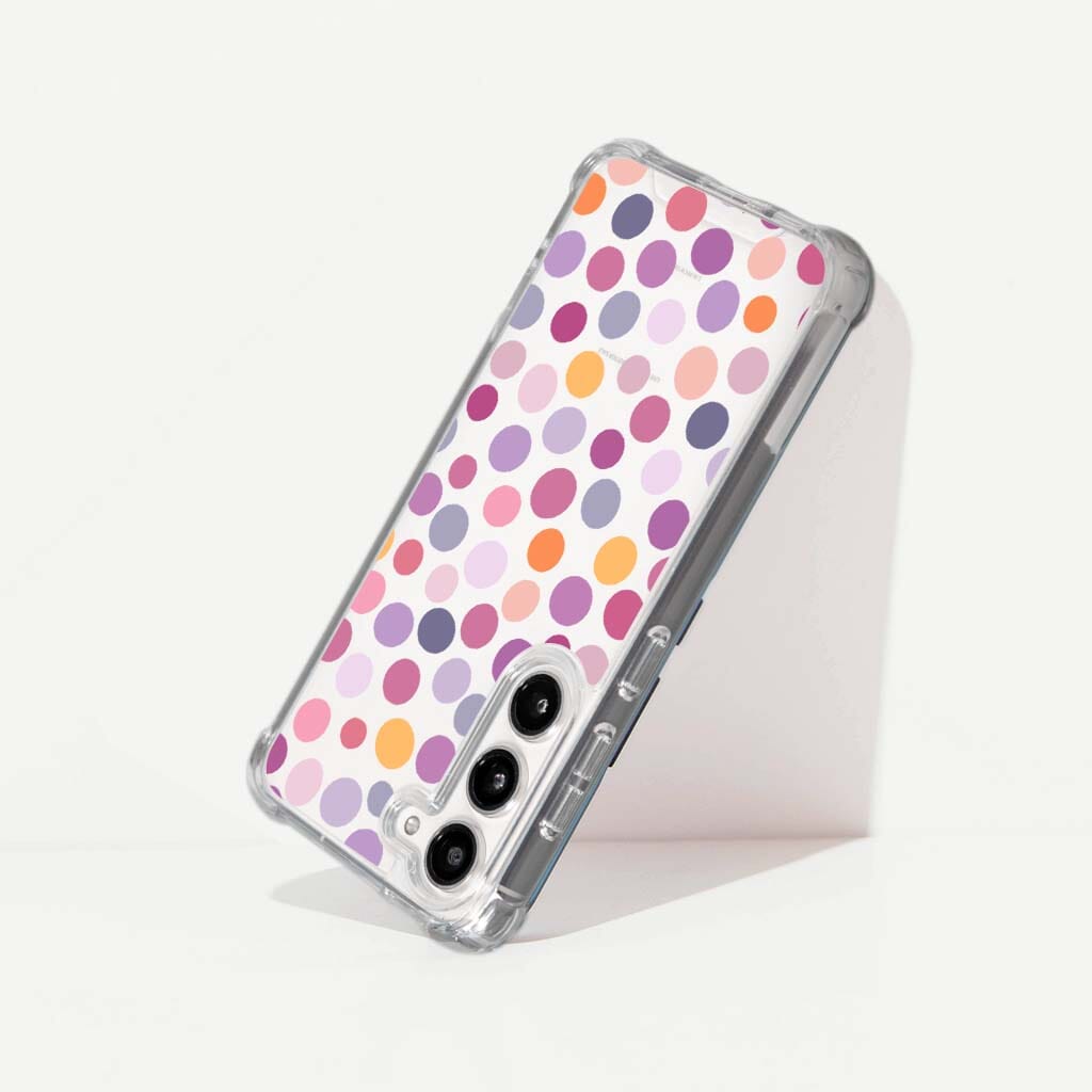 Samsung Galaxy S24 Purple Polka Dots Clear Case