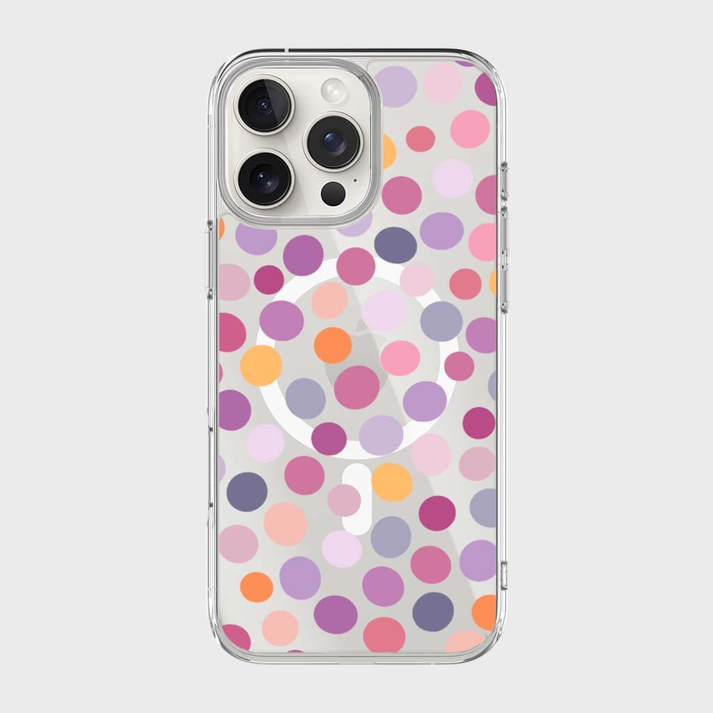 MagSafe iPhone 16 Pro Max Purple Polka Dots Clear Case