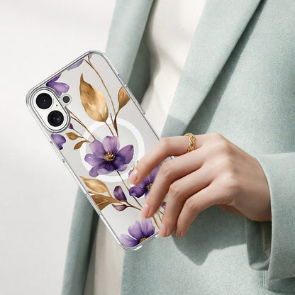 MagSafe iPhone 17 Purple Wildflower Clear Case
