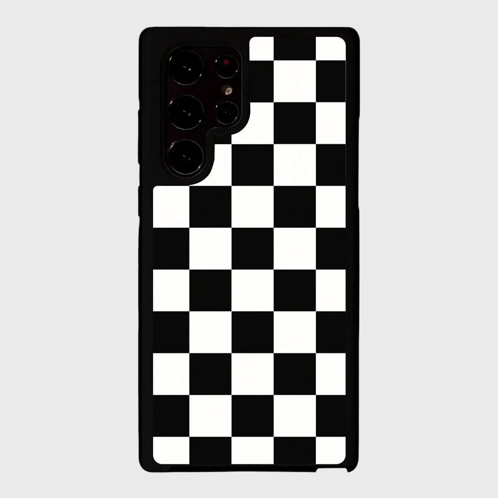 Black Checkerboard Print Samsung S22 Ultra Case