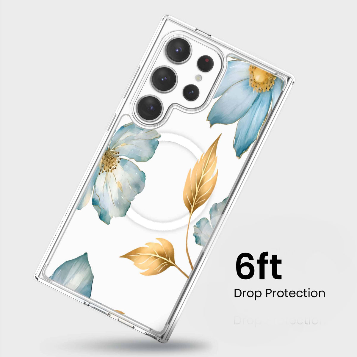 Samsung Galaxy S25 Ultra Blue Wildflower Clear Case
