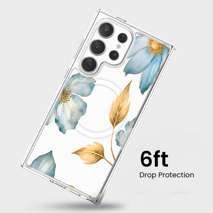Samsung Galaxy S25 Ultra Blue Wildflower Clear Case