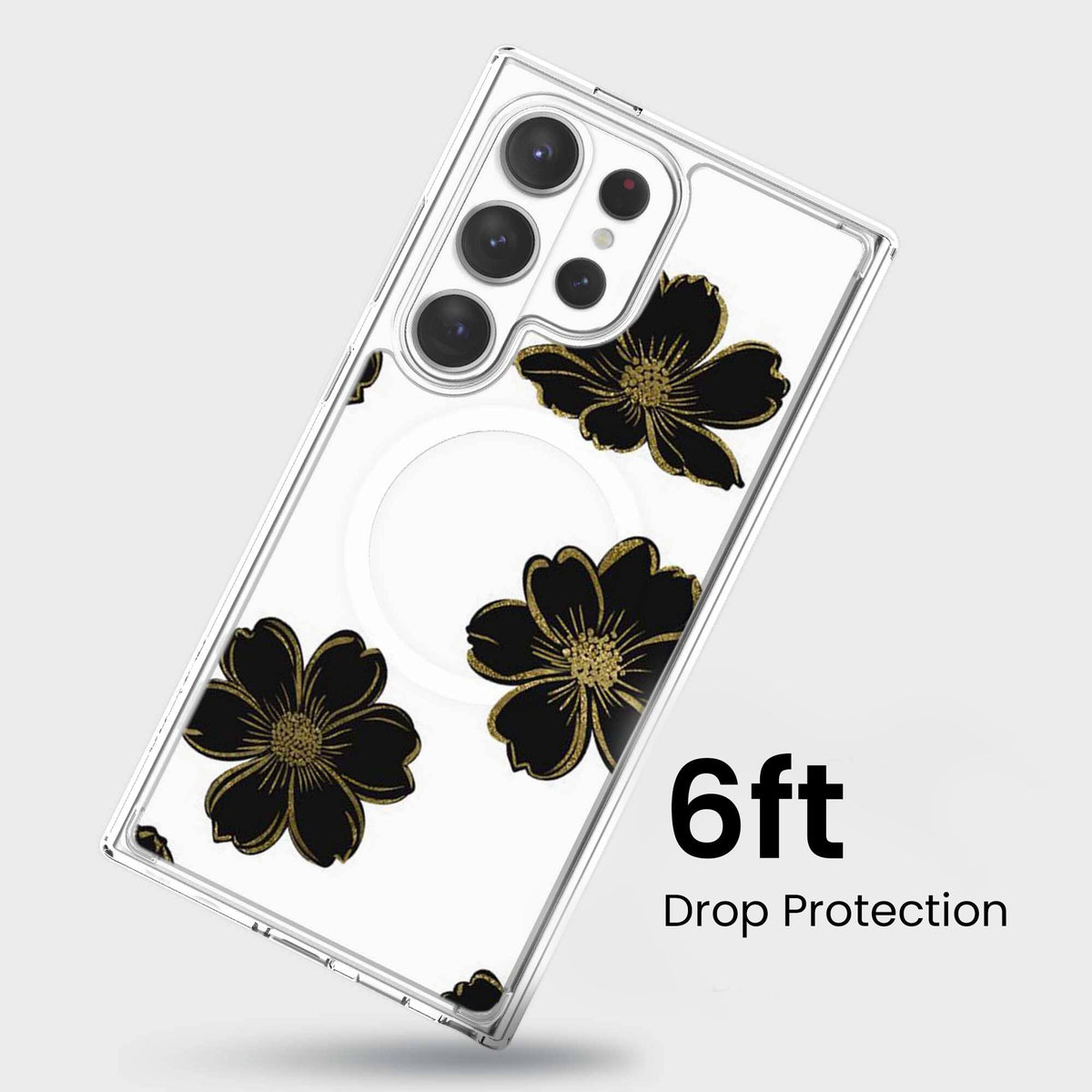 Samsung Galaxy S26 Ultra Black Flower Clear Case