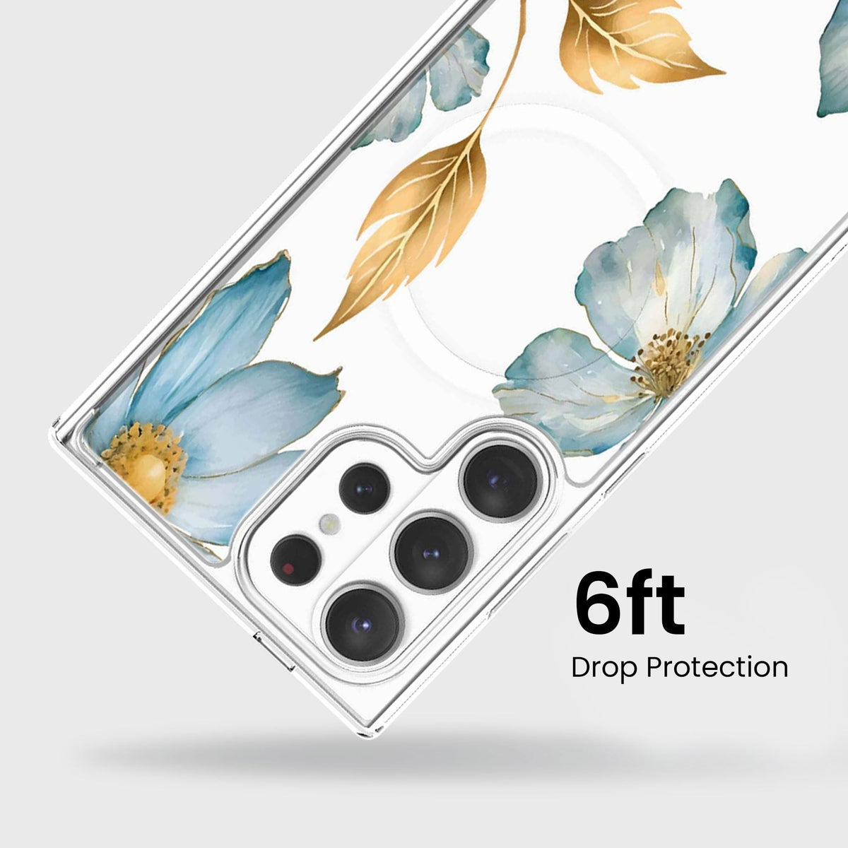 Samsung Galaxy S26 Ultra Blue Wildflower Clear Case