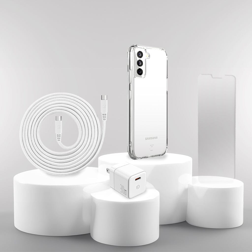 Samsung S22 Case, Charger & Screen Protector Holiday Gift Box - White