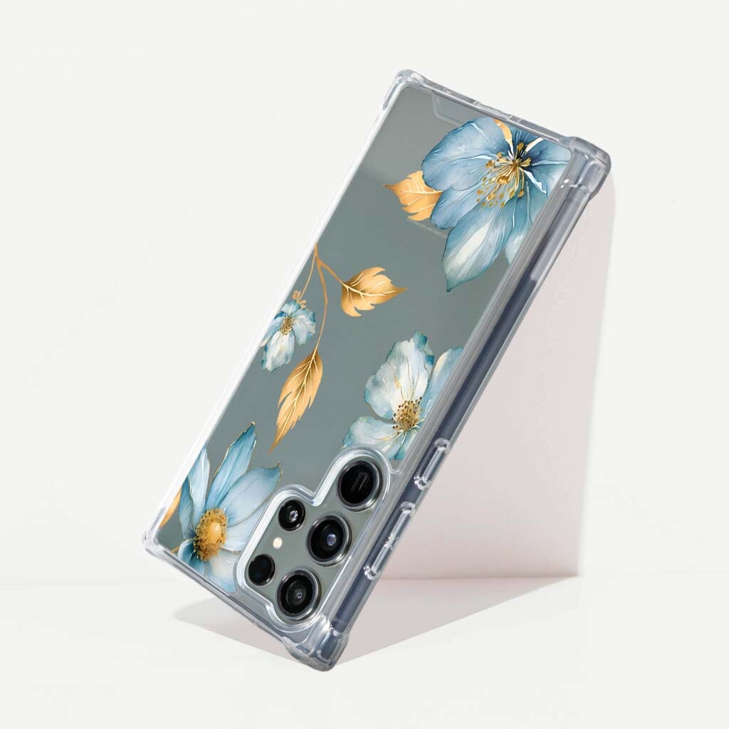 Samsung Galaxy S25 Ultra Blue Wildflower Clear Case