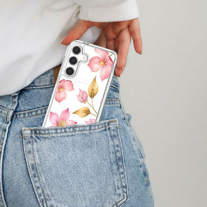 Samsung Galaxy S25 Pink Wildflower Clear Case