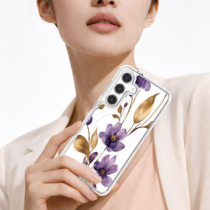 Samsung Galaxy S25 Clear Design Case - Purple Wildflower