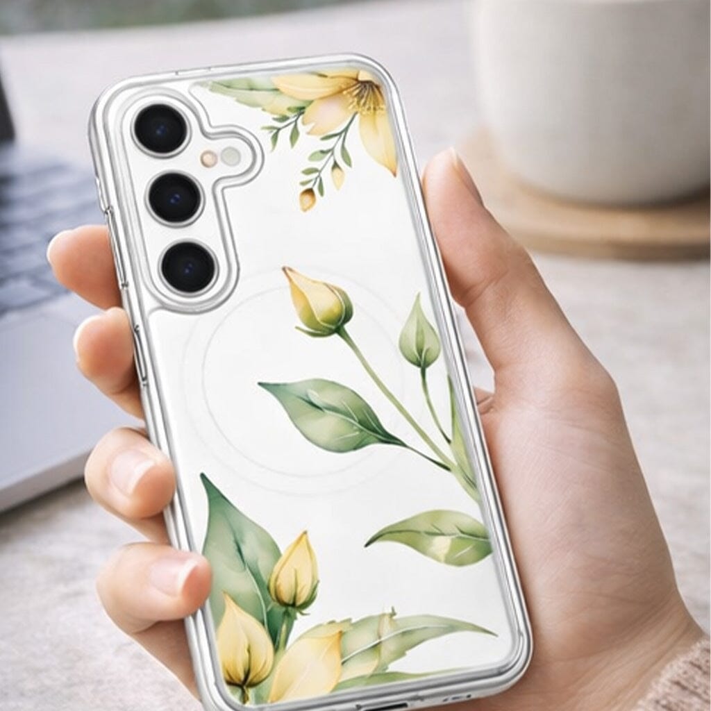 Samsung Galaxy S25 Yellow Wildflower Clear Case