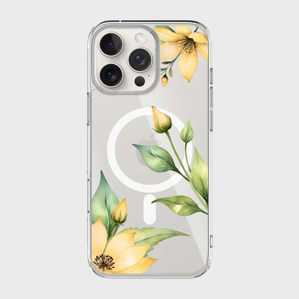 MagSafe iPhone 16 Pro Max Yellow Wildflower Clear Case